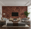 Washed Medallion Global Market Brown | Architectural Wallcoverings - Living Room Visualization (AI-generated, may not be to scale. Verify pattern scale with product specifications.)