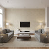 Washed Medallion Solstice Beige | Architectural Wallcoverings - Living Room Visualization (AI-generated, may not be to scale. Verify pattern scale with product specifications.)
