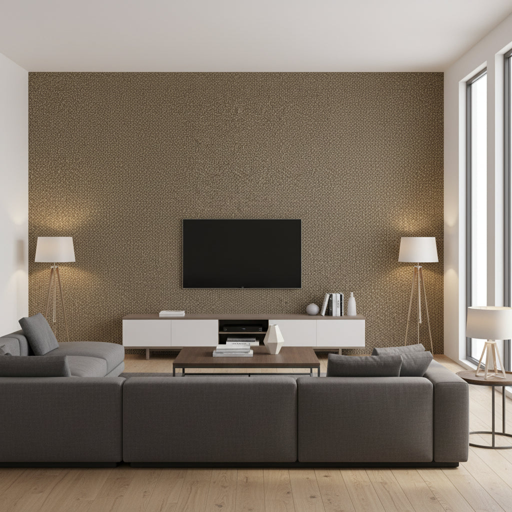 Goldstone - Black & Bronze Bronze By Cole & Son | Cole & Son Curio |  Wallcovering Print - Living Room Visualization (AI-generated, may not be to scale. Verify pattern scale with product specifications.)