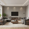 Goldstone - Black & Silver Silver By Cole & Son | Cole & Son Curio |  Wallcovering Print - Living Room Visualization (AI-generated, may not be to scale. Verify pattern scale with product specifications.)