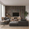 Ex Libris - Forest Multi By Cole & Son | Cole & Son Fornasetti |  Wallcovering Print - Living Room Visualization (AI-generated, may not be to scale. Verify pattern scale with product specifications.)