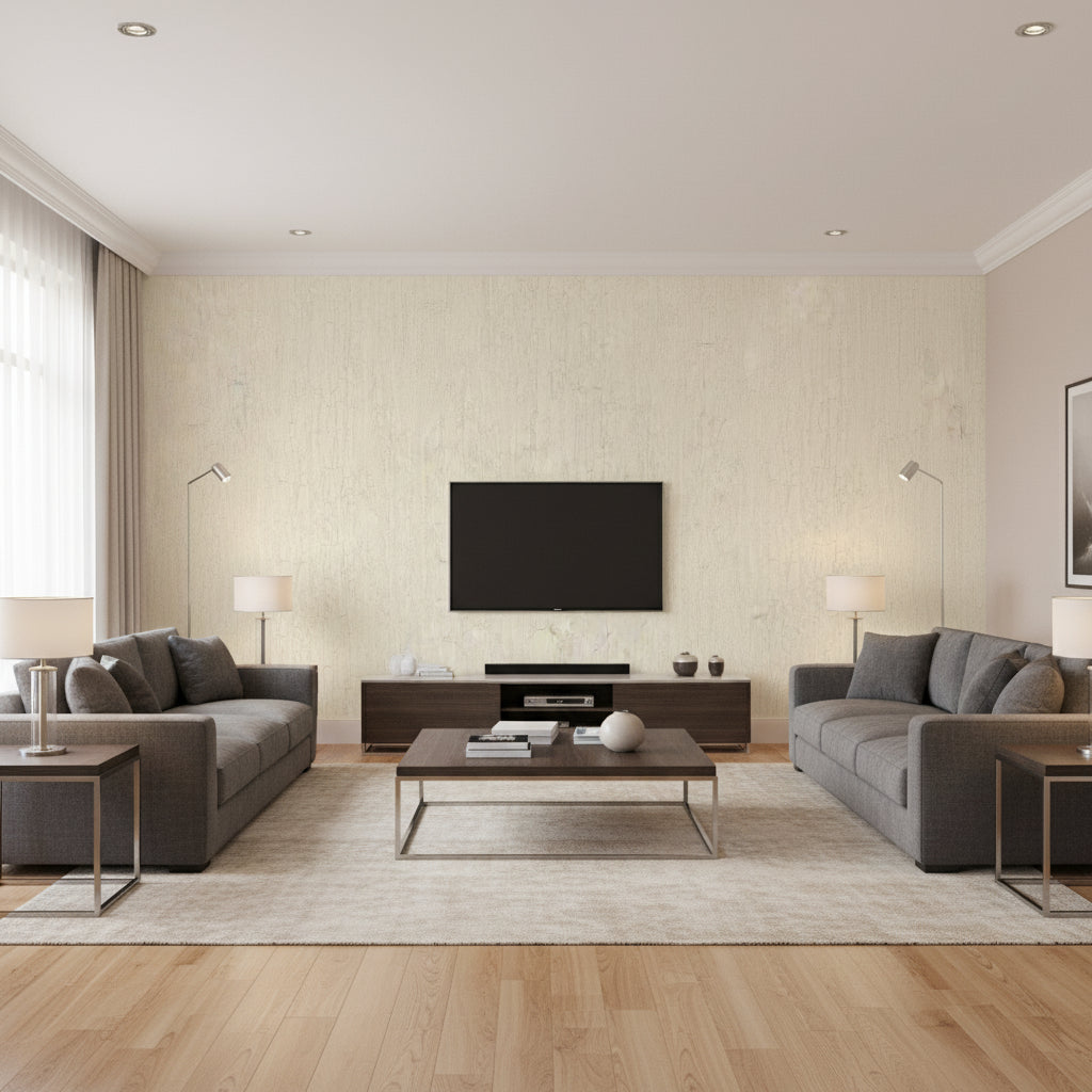 Crackle - Cream Beige By Cole & Son | Cole & Son Curio |  Wallcovering Print - Living Room Visualization (AI-generated, may not be to scale. Verify pattern scale with product specifications.)