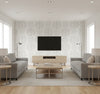 Nautical Damask Sand Dunes | Architectural Wallcoverings - Living Room Visualization (AI-generated, may not be to scale. Verify pattern scale with product specifications.)