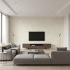 Faux Contemporary Faux Metallic Champagne and Creamsickle | Architectural Wallcoverings - Living Room Visualization (AI-generated, may not be to scale. Verify pattern scale with product specifications.)