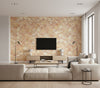 Daisy Contemporary Floral Metallic Rust | Architectural Wallcoverings - Living Room Visualization (AI-generated, may not be to scale. Verify pattern scale with product specifications.)