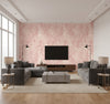 Vinyl Faux Contemporary Faux Rose Pink | Architectural Wallcoverings - Living Room Visualization (AI-generated, may not be to scale. Verify pattern scale with product specifications.)