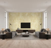 Vinyl Faux Contemporary Faux Golden Mist | Architectural Wallcoverings - Living Room Visualization (AI-generated, may not be to scale. Verify pattern scale with product specifications.)