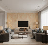 Vinyl Faux Contemporary Faux Orange | Architectural Wallcoverings - Living Room Visualization (AI-generated, may not be to scale. Verify pattern scale with product specifications.)
