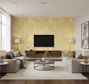Vinyl Faux Contemporary Faux Sunglow Yellow | Architectural Wallcoverings - Living Room Visualization (AI-generated, may not be to scale. Verify pattern scale with product specifications.)