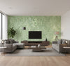 Vinyl Faux Contemporary Faux Sage Green | Architectural Wallcoverings - Living Room Visualization (AI-generated, may not be to scale. Verify pattern scale with product specifications.)
