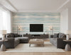 Kentmere Waves Contemporary Watercolor Sky Blue and Off-White | Architectural Wallcoverings - Living Room Visualization (AI-generated, may not be to scale. Verify pattern scale with product specifications.)
