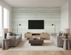 Kentmere Waves Contemporary Watercolor Teal and Off-White | Architectural Wallcoverings - Living Room Visualization (AI-generated, may not be to scale. Verify pattern scale with product specifications.)