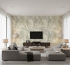 Kentmere Transitional Botanical Gray and Off-White | Architectural Wallcoverings - Living Room Visualization (AI-generated, may not be to scale. Verify pattern scale with product specifications.)