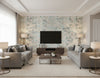 Kentmere Geo Contemporary Geometric Baby Blue, Pewter, and Gray | Architectural Wallcoverings - Living Room Visualization (AI-generated, may not be to scale. Verify pattern scale with product specifications.)