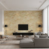 Roxen Texture Traditional Faux Rust and Gold | Architectural Wallcoverings - Living Room Visualization (AI-generated, may not be to scale. Verify pattern scale with product specifications.)