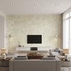 Atelier Stucco Mid Century Faux Greige and Off-White | Architectural Wallcoverings - Living Room Visualization (AI-generated, may not be to scale. Verify pattern scale with product specifications.)