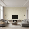 Adorn Texture Mid Century Faux Off-White and Tan | Architectural Wallcoverings - Living Room Visualization (AI-generated, may not be to scale. Verify pattern scale with product specifications.)