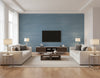 Jamaica Grass Coastal Faux Grasscloth Prussian Blue | Architectural Wallcoverings - Living Room Visualization (AI-generated, may not be to scale. Verify pattern scale with product specifications.)
