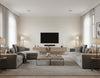 Jamaica Grass Coastal Faux Grasscloth Linen | Architectural Wallcoverings - Living Room Visualization (AI-generated, may not be to scale. Verify pattern scale with product specifications.)