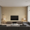Koi Texture Traditional Abstract - Metallic Gold and Taupe | Architectural Wallcoverings - Living Room Visualization (AI-generated, may not be to scale. Verify pattern scale with product specifications.)