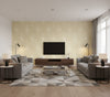 Chadwick Starburst Transitional Geometric - Metallic Gold and White | Architectural Wallcoverings - Living Room Visualization (AI-generated, may not be to scale. Verify pattern scale with product specifications.)