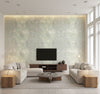 Newton Damask Transitional Damask - Metallic Gold and Mint | Architectural Wallcoverings - Living Room Visualization (AI-generated, may not be to scale. Verify pattern scale with product specifications.)
