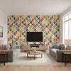 Dino Peak Kids/Nursery Geometric - Multicolored | Architectural Wallcoverings - Living Room Visualization (AI-generated, may not be to scale. Verify pattern scale with product specifications.)