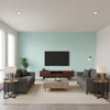Turf Brushstroke Kids/Nursery Abstract - Baby Blue and White | Architectural Wallcoverings - Living Room Visualization (AI-generated, may not be to scale. Verify pattern scale with product specifications.)