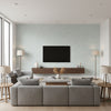 Turf Brushstroke Kids/Nursery Abstract - Powder Blue and White | Architectural Wallcoverings - Living Room Visualization (AI-generated, may not be to scale. Verify pattern scale with product specifications.)