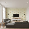 Furry Friends Kids/Nursery Animal Print - Light Lemon | Architectural Wallcoverings - Living Room Visualization (AI-generated, may not be to scale. Verify pattern scale with product specifications.)