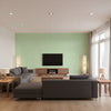 Follow the Leader Kids/Nursery Abstract - Mint and White | Architectural Wallcoverings - Living Room Visualization (AI-generated, may not be to scale. Verify pattern scale with product specifications.)