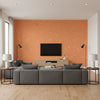 Follow the Leader Kids/Nursery Abstract - Orange and White | Architectural Wallcoverings - Living Room Visualization (AI-generated, may not be to scale. Verify pattern scale with product specifications.)