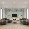Campground Kids/Nursery Illustration - Taupe | Architectural Wallcoverings - Living Room Visualization (AI-generated, may not be to scale. Verify pattern scale with product specifications.)