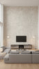 Scroll Transitional Scroll - Champagne, Silver, and Ivory | Architectural Wallcoverings - Living Room Visualization (AI-generated, may not be to scale. Verify pattern scale with product specifications.)