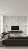 Faux Transitional Faux - Silver and Gray | Architectural Wallcoverings - Living Room Visualization (AI-generated, may not be to scale. Verify pattern scale with product specifications.)