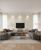 Horizontal Texture Transitional Faux - Cream and Ivory | Architectural Wallcoverings - Living Room Visualization (AI-generated, may not be to scale. Verify pattern scale with product specifications.)