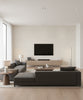 Horizontal Texture Transitional Faux - Silver and Ivory | Architectural Wallcoverings - Living Room Visualization (AI-generated, may not be to scale. Verify pattern scale with product specifications.)