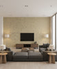 Skin Transitional Animal Print - Gold and Beige | Architectural Wallcoverings - Living Room Visualization (AI-generated, may not be to scale. Verify pattern scale with product specifications.)