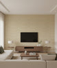 Beads Transitional Geometric - Beige, Bronze, and Glitter | Architectural Wallcoverings - Living Room Visualization (AI-generated, may not be to scale. Verify pattern scale with product specifications.)