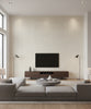 Scroll Trail Transitional Geometric - Alabaster and Tan | Architectural Wallcoverings - Living Room Visualization (AI-generated, may not be to scale. Verify pattern scale with product specifications.)