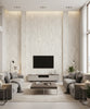 ZigZag Wash Transitional Abstract - Pearl and Alabaster | Architectural Wallcoverings - Living Room Visualization (AI-generated, may not be to scale. Verify pattern scale with product specifications.)
