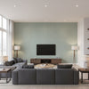 Indie Linen Embossed Vinyl Bohemian Embossed Vinyl - Foliage | Architectural Wallcoverings - Living Room Visualization (AI-generated, may not be to scale. Verify pattern scale with product specifications.)