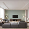 Indie Linen Embossed Vinyl Bohemian Embossed Vinyl - Jade | Architectural Wallcoverings - Living Room Visualization (AI-generated, may not be to scale. Verify pattern scale with product specifications.)