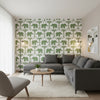 ELEPHANT Green | Thibaut Wallcoverings - Living Room Visualization (AI-generated, may not be to scale. Verify pattern scale with product specifications.)