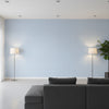 PALAWAN Blue | Thibaut Wallcoverings - Living Room Visualization (AI-generated, may not be to scale. Verify pattern scale with product specifications.)