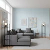 PALAWAN French Blue | Thibaut Wallcoverings - Living Room Visualization (AI-generated, may not be to scale. Verify pattern scale with product specifications.)