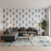 TYBEE BUD Lavender and Blue | Thibaut Wallcoverings - Living Room Visualization (AI-generated, may not be to scale. Verify pattern scale with product specifications.)