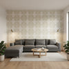 BOCA BAMBOO Beige | Thibaut Wallcoverings - Living Room Visualization (AI-generated, may not be to scale. Verify pattern scale with product specifications.)