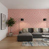 CHARTER Coral | Thibaut Wallcoverings - Living Room Visualization (AI-generated, may not be to scale. Verify pattern scale with product specifications.)