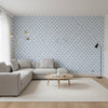 CHARTER Blue | Thibaut Wallcoverings - Living Room Visualization (AI-generated, may not be to scale. Verify pattern scale with product specifications.)